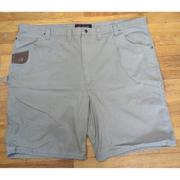 Wrangler Riggs Mens Sz 50 Workwear Carpenter Work Cargo Shorts Ripstop Brown Tan - Picture 1 of 8